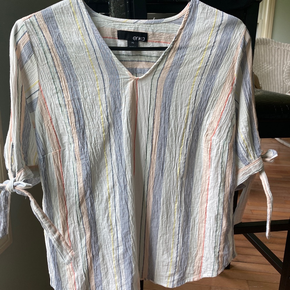 Erika 100 percent cotton linen blouse .